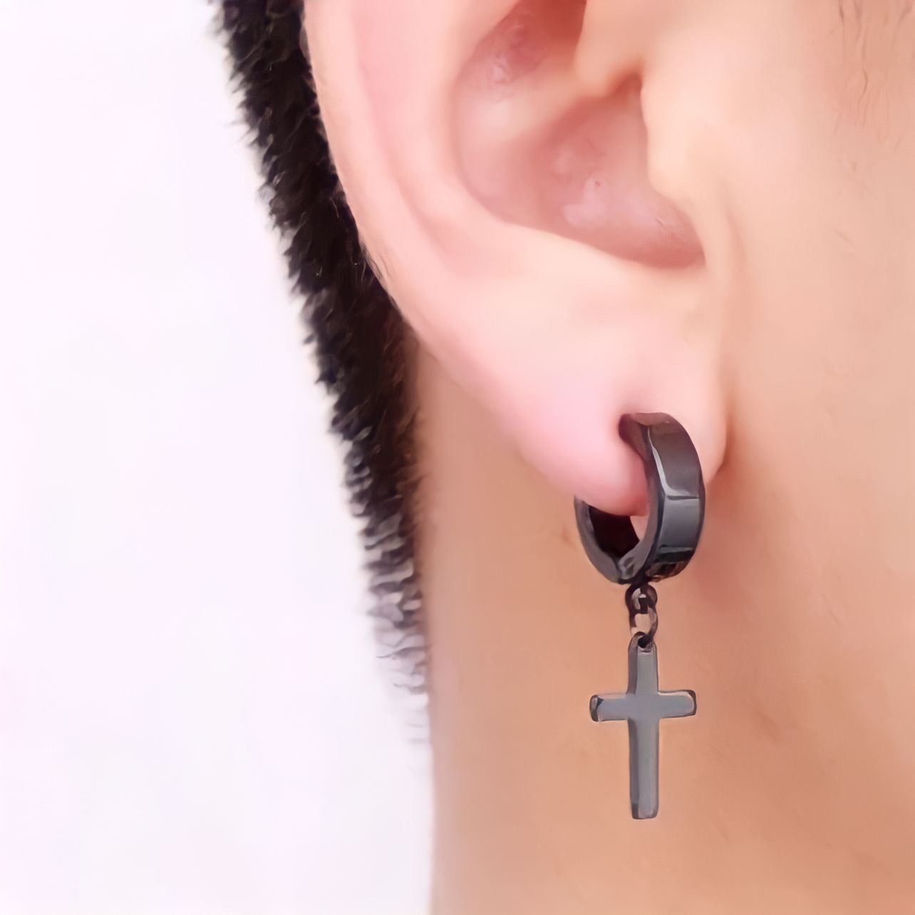 Aretes a presión de Cruces - Sin Perforación (Par)