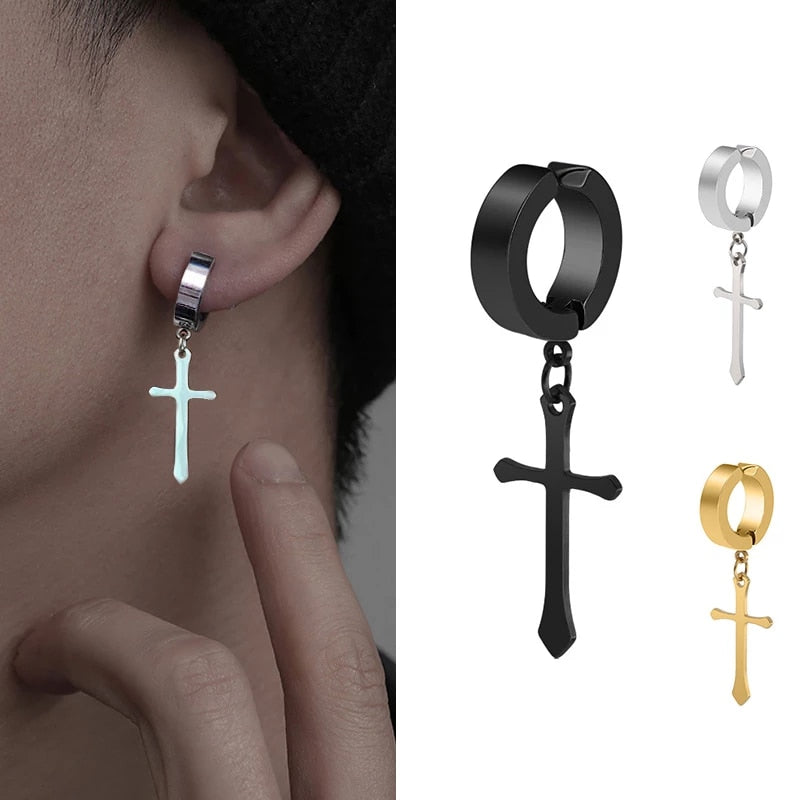Aretes a presión de Cruces - Sin Perforación (Par)